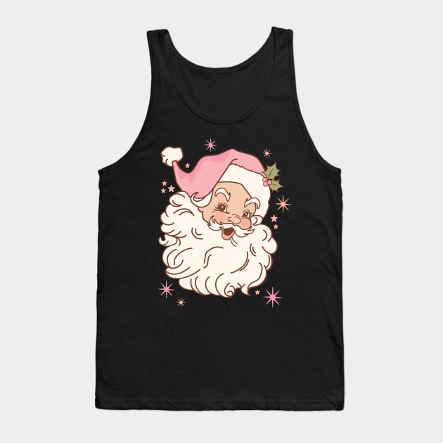 Retro Santa Claus Mid Century Modern Pink Cute Tank Top by PUFFYP